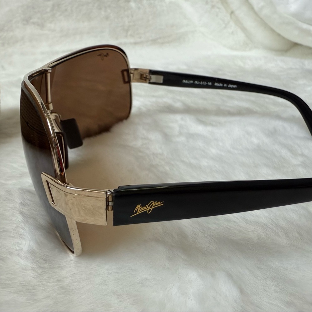 Maui Jim Maka Polarized Aviator Wrap Sunglasses with Hard Case Gold Brown - Picture 8 of 14